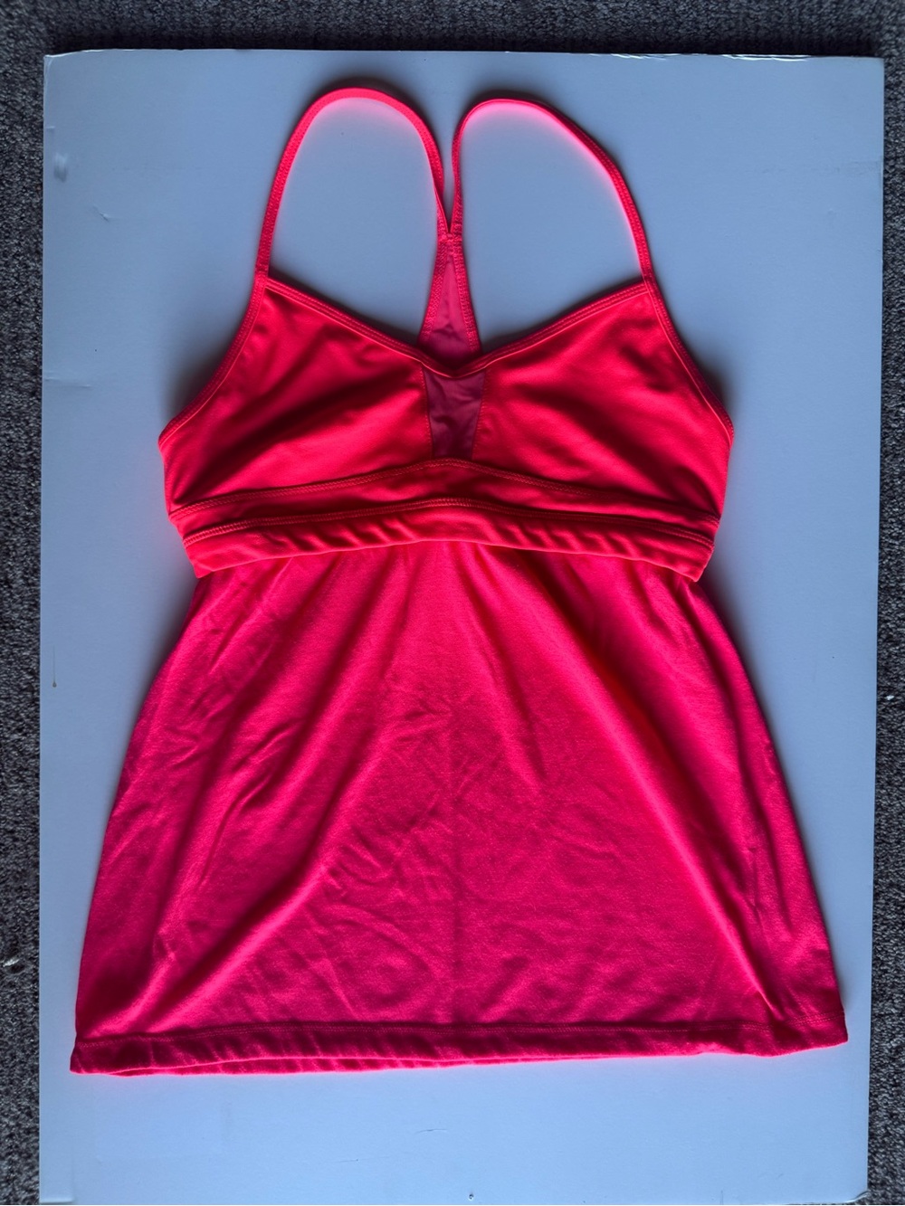 Alo Yoga Neon Pink Coral Strappy Tank Top Built in Bra